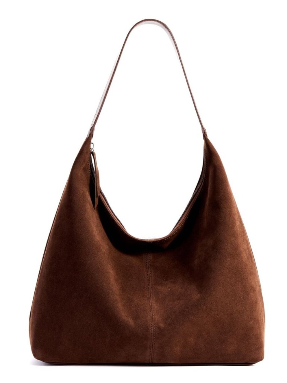 Slouchy Tote Bag 18L Casual Vegan Leather Crescent Hobo Zipper Bag